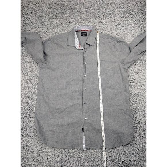 Buffalo David Bitton Shirt Men Large Gray Minimal Work Wear Casual Preppy Slim - Picture 4 of 6